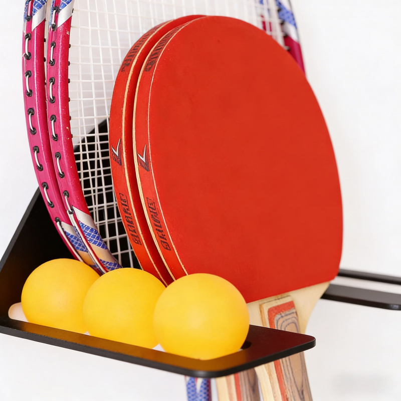 Table Tennis Dimension - 多層調節可能な卓球アクセサリー収納ラック 家庭用 壁掛け式と床置き式両用 スポーツ用品