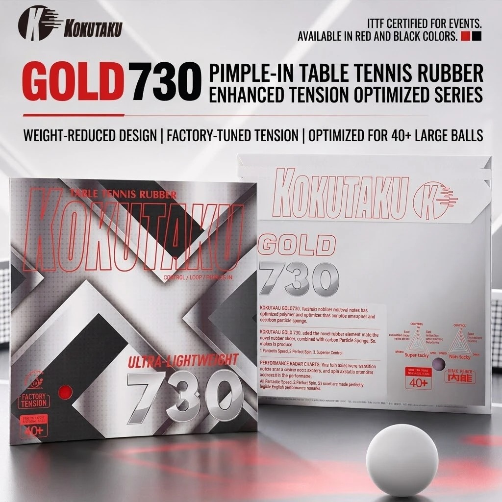 Table Tennis Rubber Anti Spin - Kokutaku 卓球ラケットラバー ゴールド 730 軽量内部エネルギースポンジ 卓球ラバー