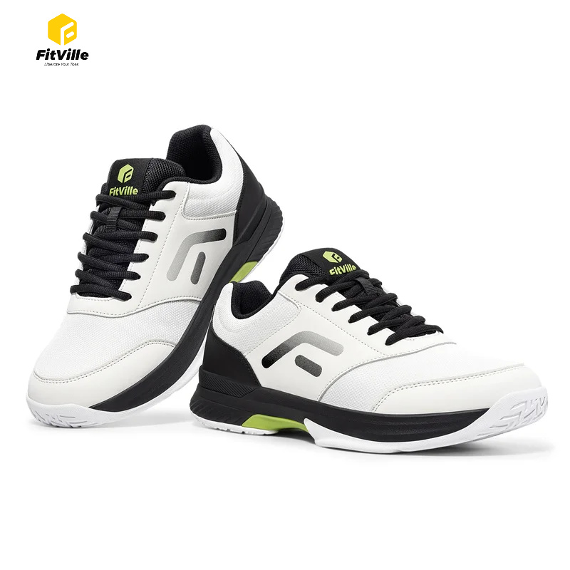 Table Tennis Shoes - FitVille メンズ エクストラワイド ピックルボール＆卓球シューズ、快適なクッション性のあるハードコートカジュアルスニーカー、野球にも最適
