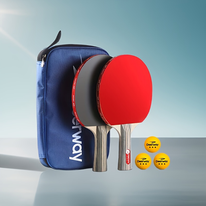Table Tennis Tournament - プロ仕様卓球ラケットセット2個、両面粘着防止、トレーニング用横型ラケットセット