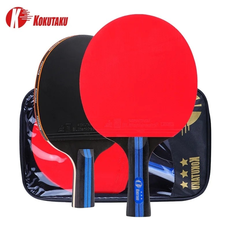 Table Tennis Tournament - Kokutau-初心者向けの卓球ラケットセット,初心者向けの3つのクリップラケット,戦闘トレーニング,ゴム,10代のトレーニング