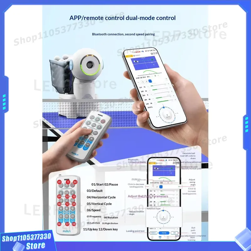 PUSUNスマート卓球ロボット、アプリ制御、速度とカーブモー - Table Tennis App のレビューと価格