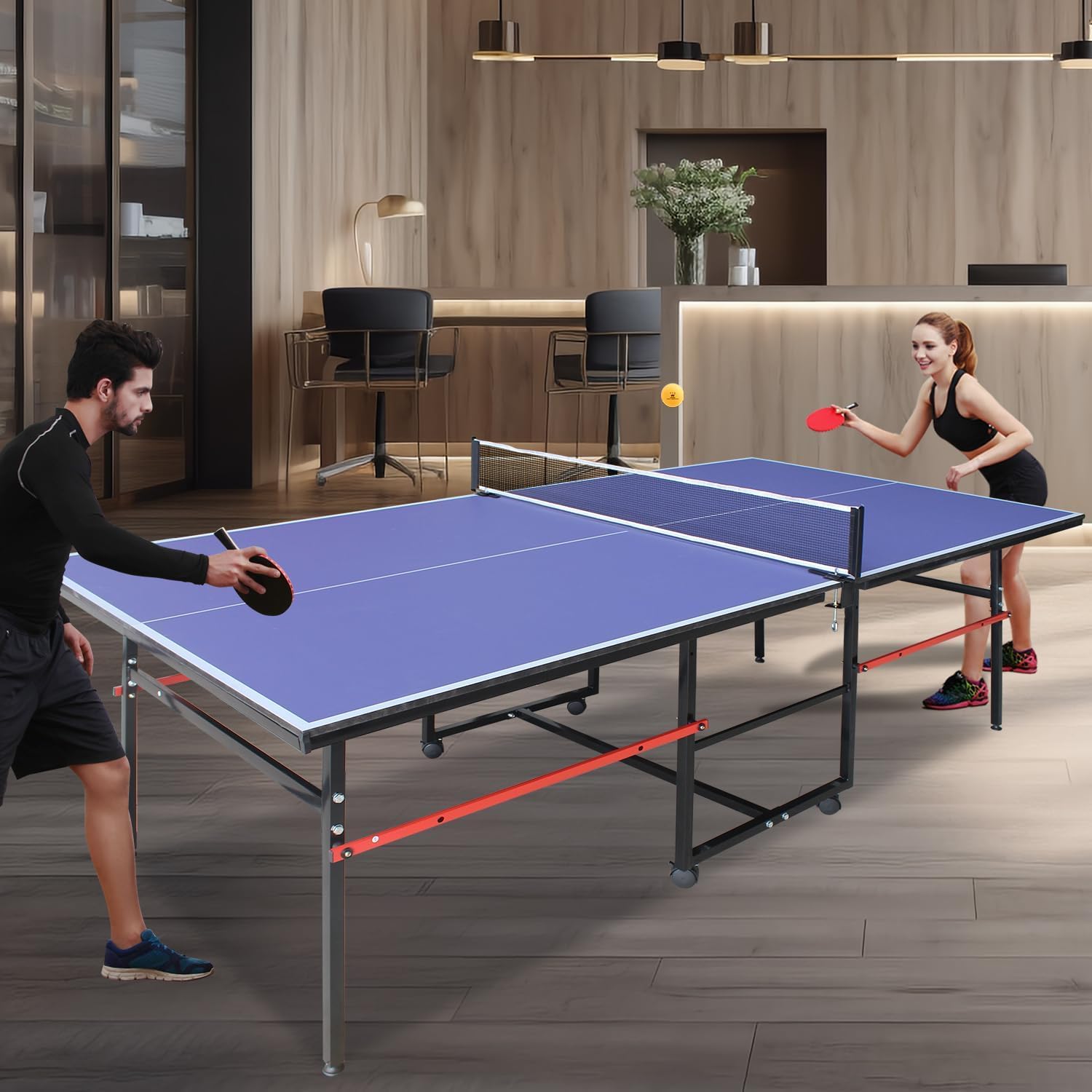 8フィートのポータブル卓球台、大人とティーン向けのプロ仕様ゲ - Table Tennis Tournament のレビューと価格