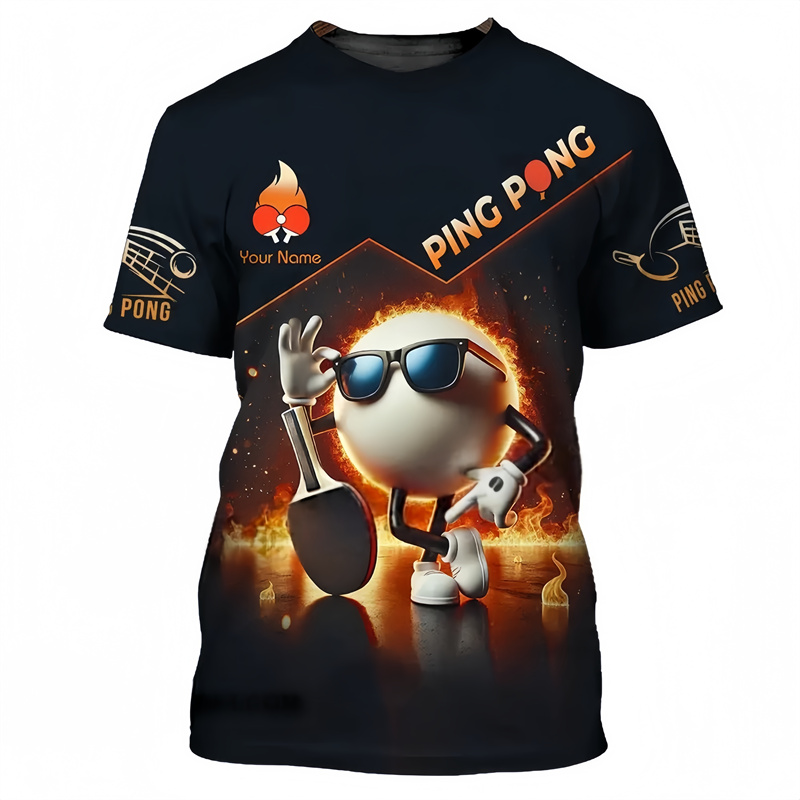 卓球パターン Tシャツ男性用カスタム名 3d 印刷ピンポン  - Table Tennis Name のレビューと価格